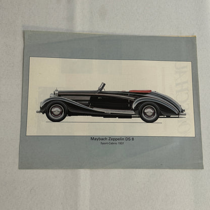 1937 Maybach Zeppelin D5 8 Sport Cabriolet by Spohn Illustration Art Hand Drawn
