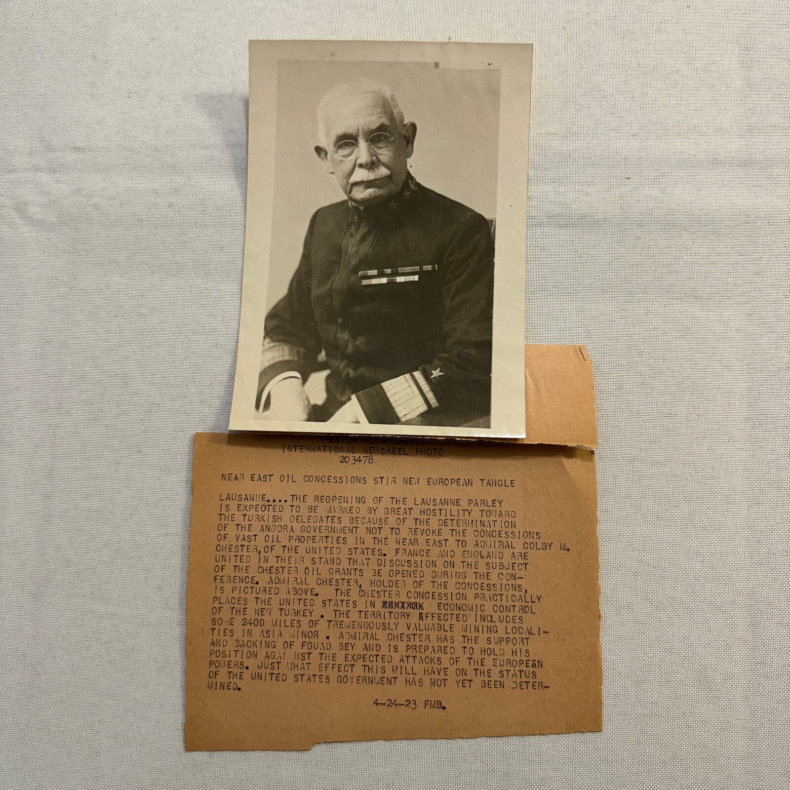 Navy Admiral Colby Mitchell Chester Press Photo Photograph Turkey Oil
