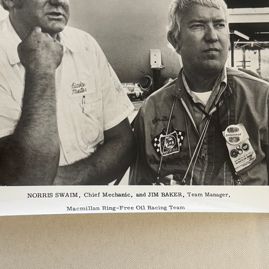 Vintage Racing Photo MacMillan Ring Free Oil Racing Team Mechanic Manager