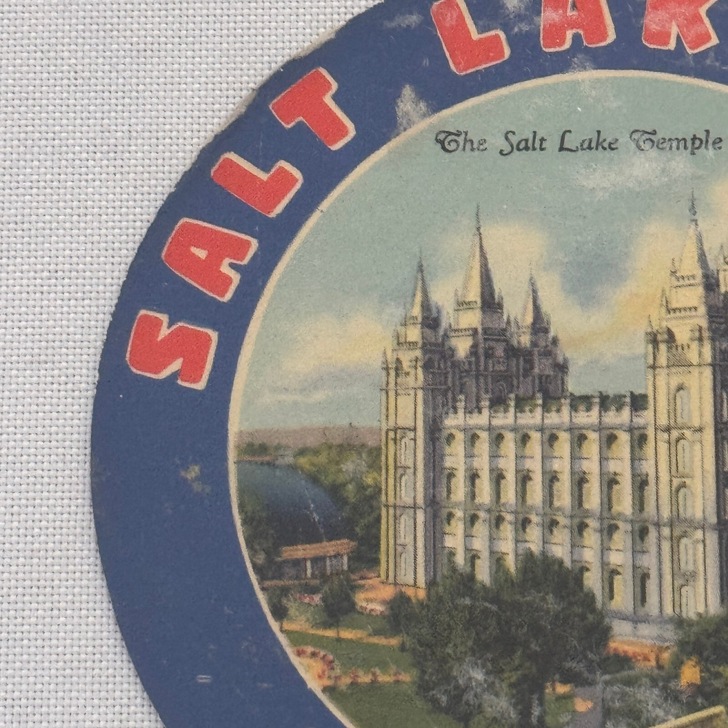 Vintage Travel Luggage Label The Salt Lake Temple Salt Lake City Utah