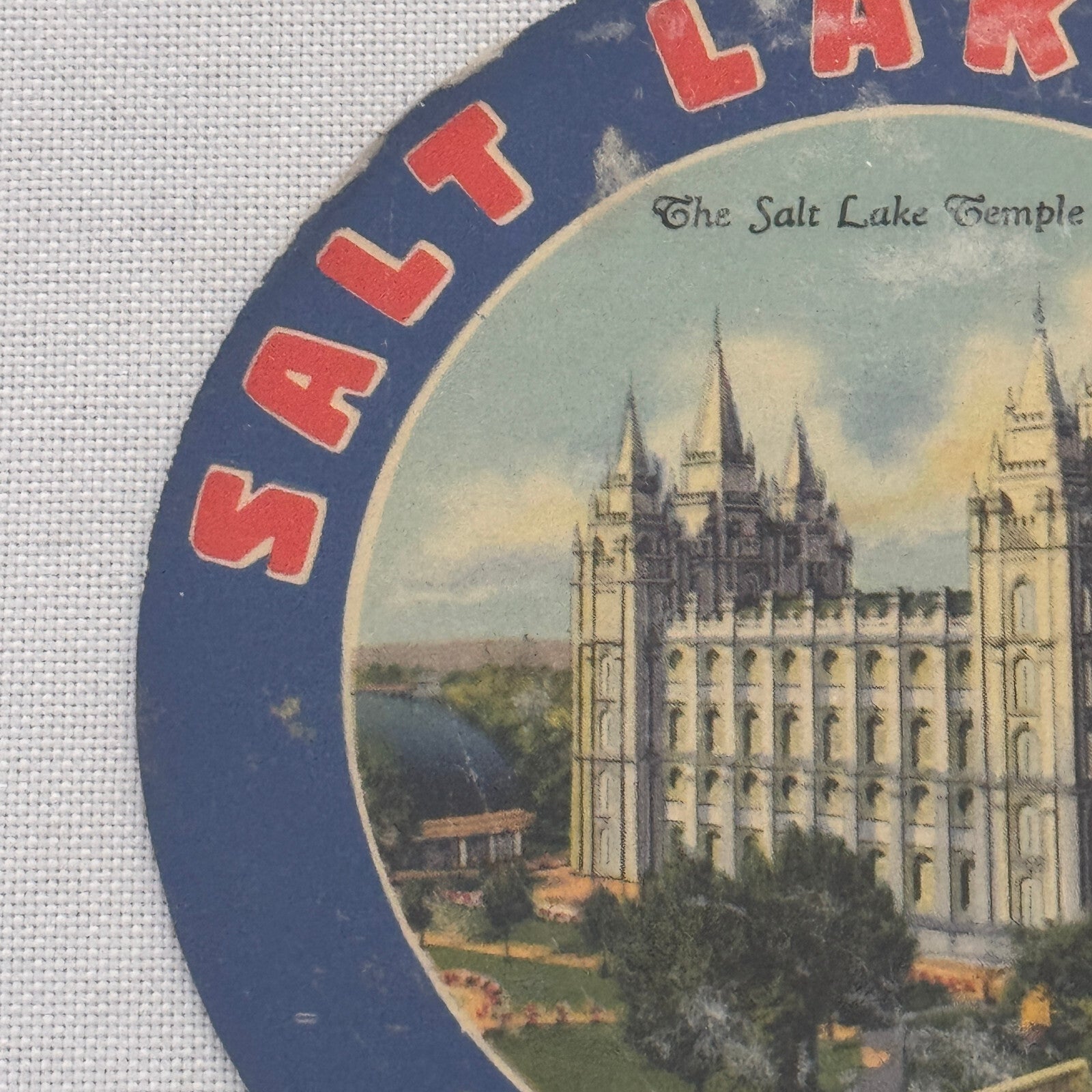 Vintage Travel Luggage Label The Salt Lake Temple Salt Lake City Utah