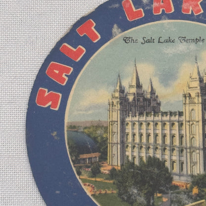 Vintage Travel Luggage Label The Salt Lake Temple Salt Lake City Utah