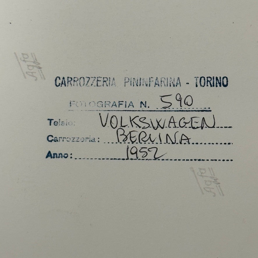 1952 Volkswagen Berlina Pininfarina Factory Coachbuilder Photo Photograph Print