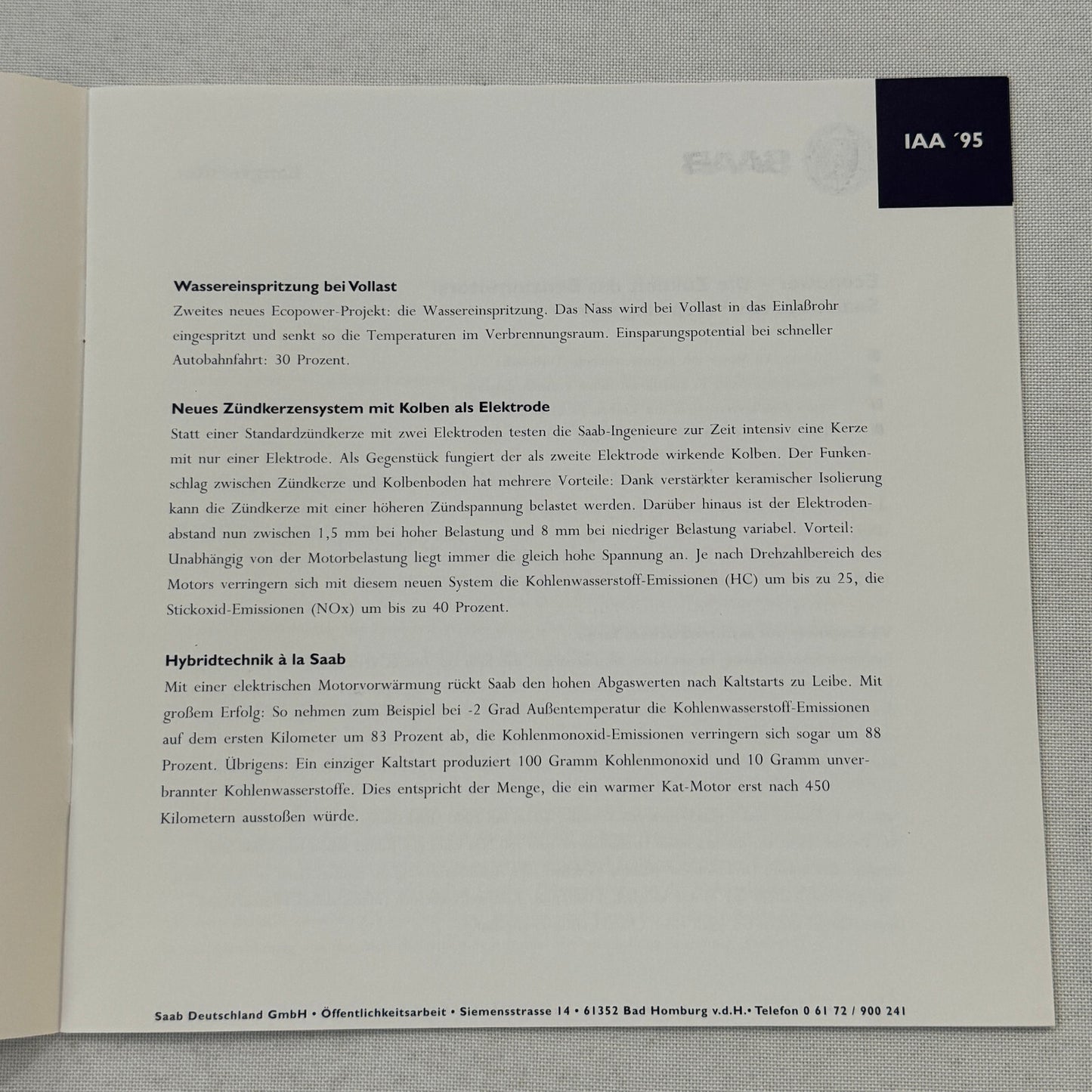 1996 Saab Factory Press Kit Photos Saab 900 Saab 9000 German Text