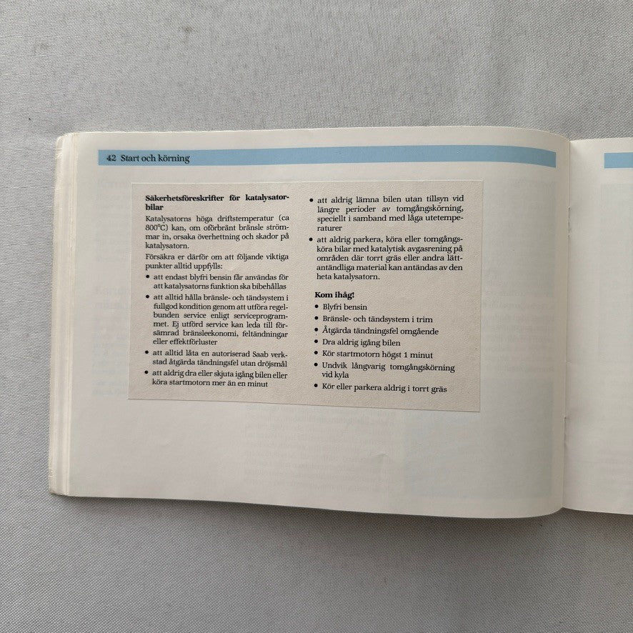 1988 Saab 900 Owners Manual Instruction Guide Book Combi Cabriolet SWEDISH TEXT