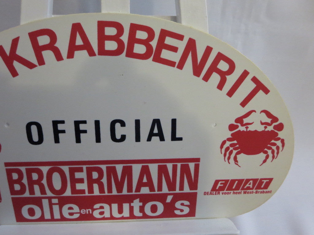 Vintage 26e Krabbenrit Official Car Club Rally Plate Plaque Sign Rallye Crab