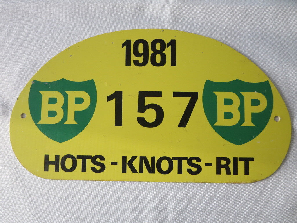 Vintage 1981 Hots Knots Rit Holland Car Rally Participant Plate Plaque #157 BP 