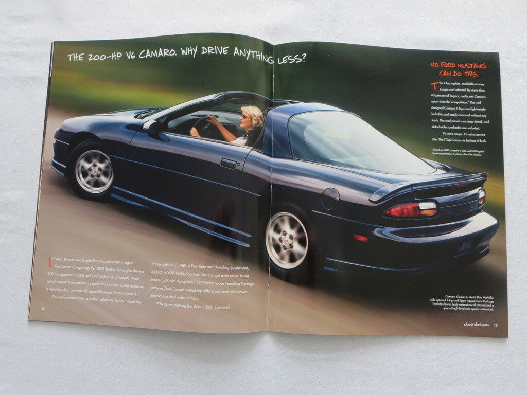 2001 Chevrolet Camaro Sales Brochure Catalog Z28 Coupe Convertible 