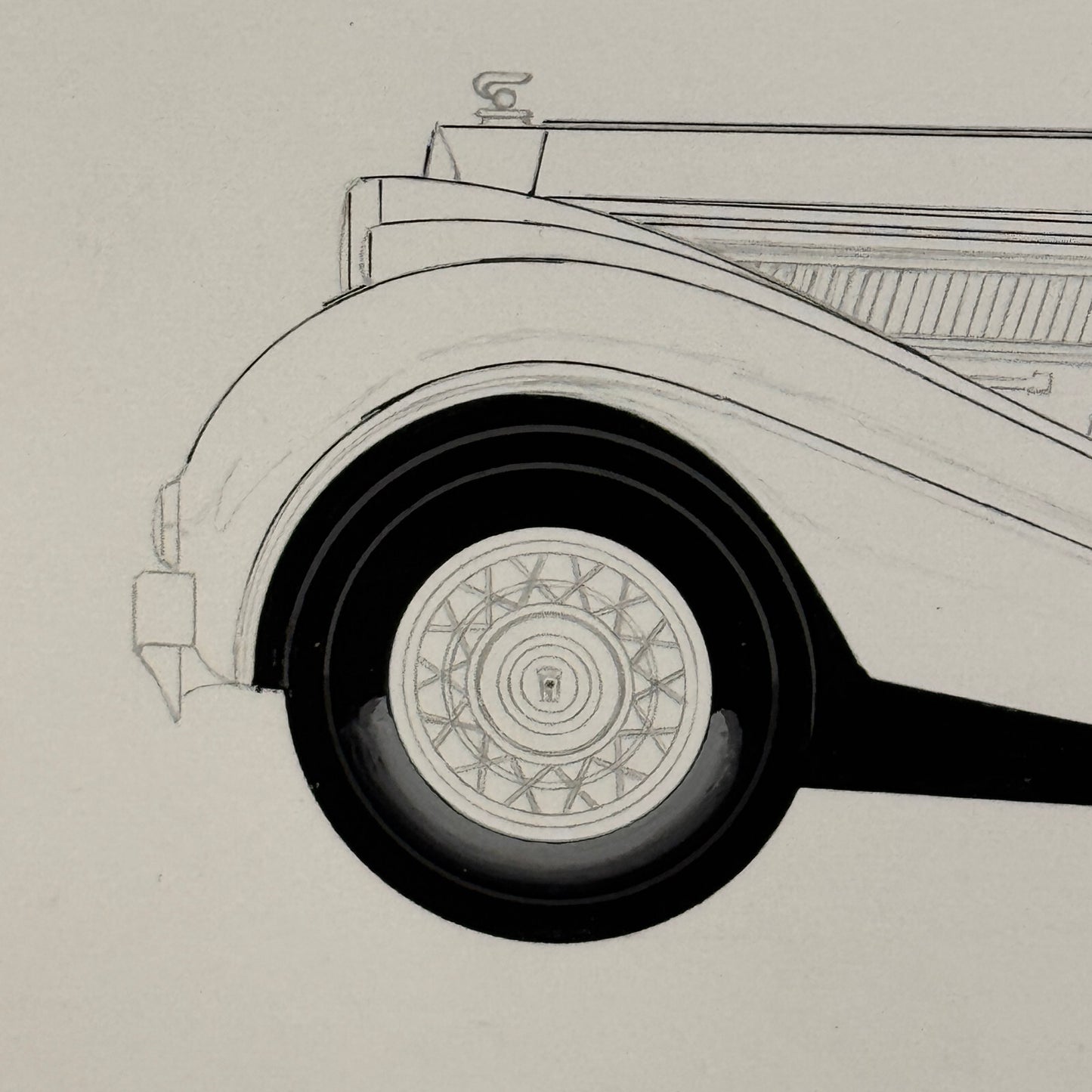 Vintage Horch 853 Car Illustration Art Drawing Hand Drawn Robert Preis