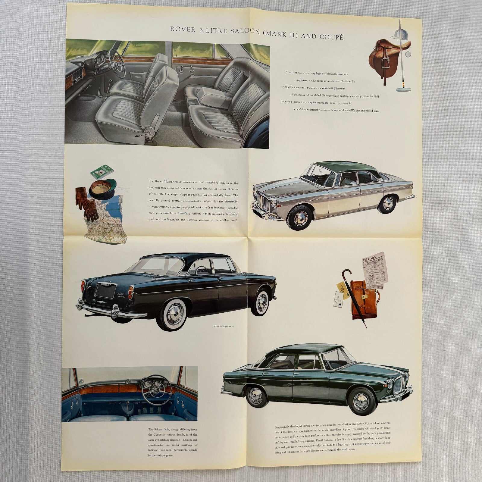 Rover 3 Litre Saloon Mark II and Coupe Sales Brochure Catalog Vintage