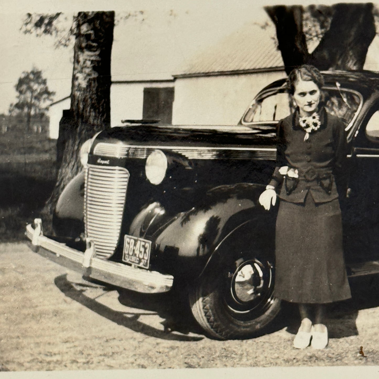 Vintage Car Automobile Snapshot Photo Photograph Woman with Car DS24 Quebec