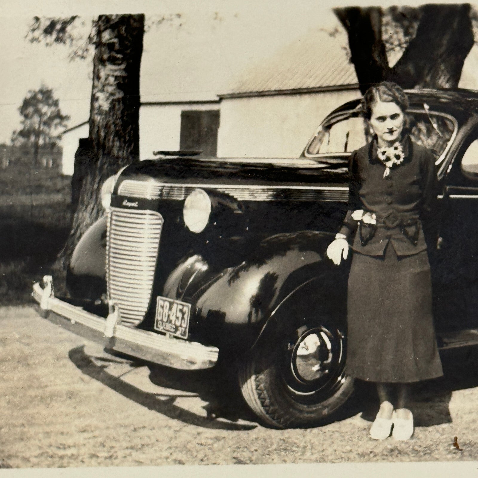 Vintage Car Automobile Snapshot Photo Photograph Woman with Car DS24 Quebec