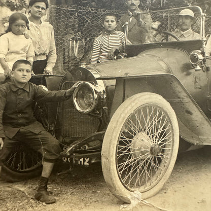 Antique Photo Photograph Print People with Automobile Car