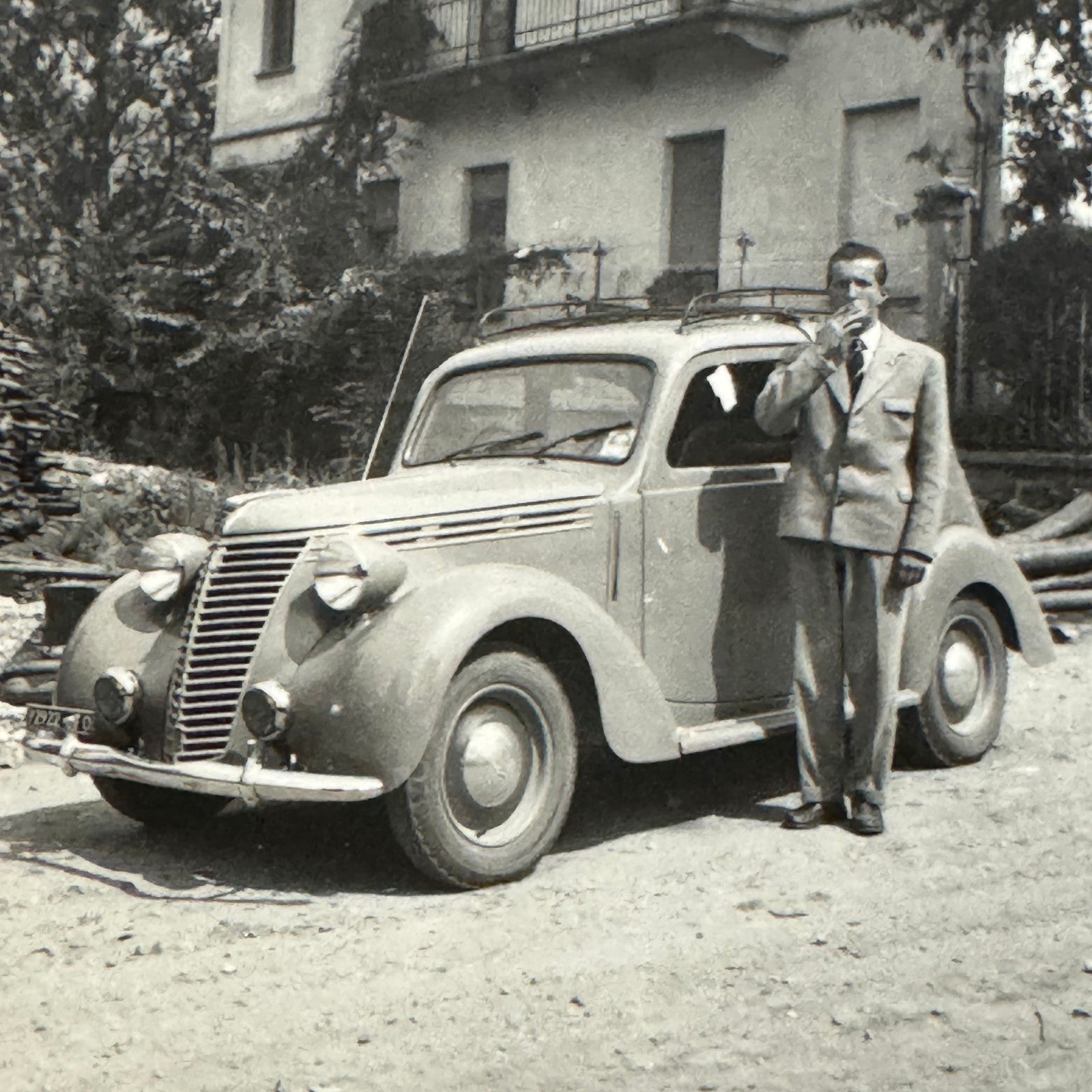 Vintage Photograph Photo Print Man with Car Automobile European