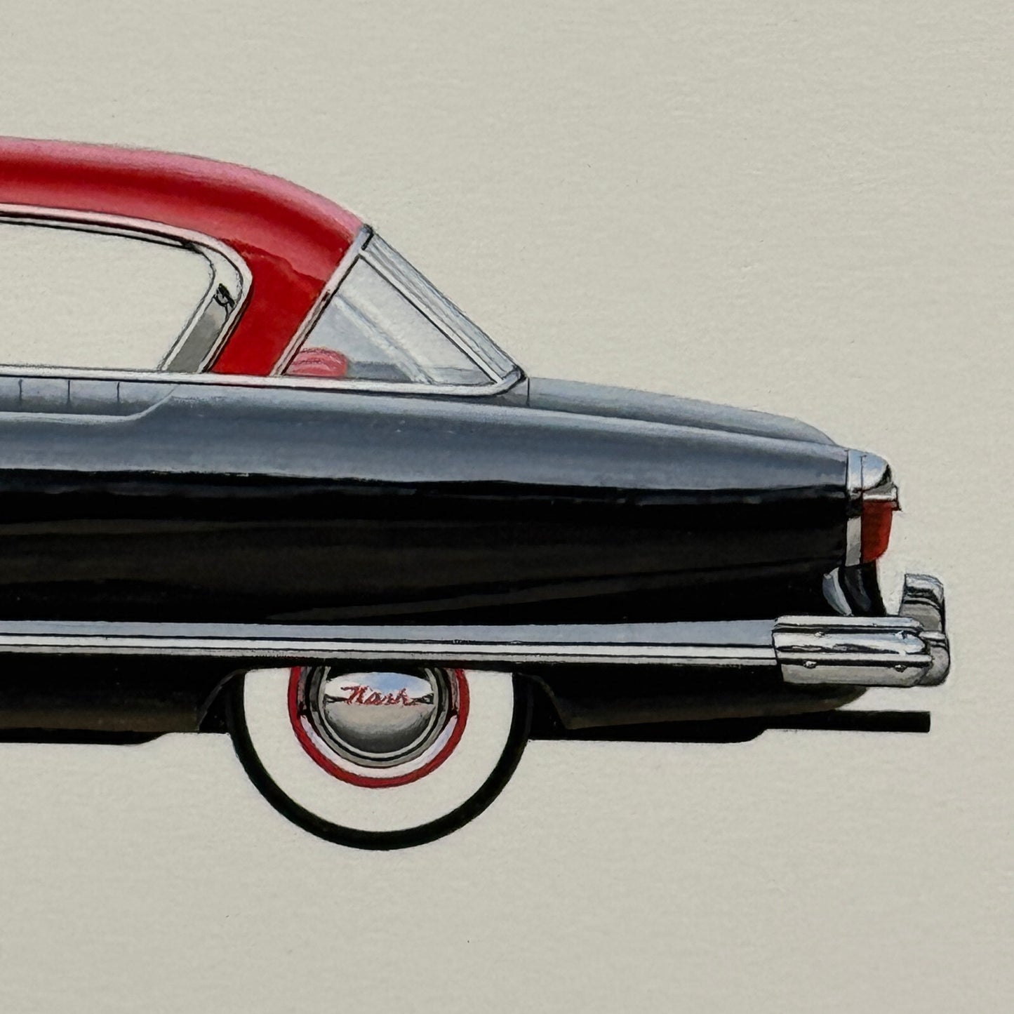 1953 Nash Ambassador Club Coupe Car Illustration Art Drawing Vintage Miniature