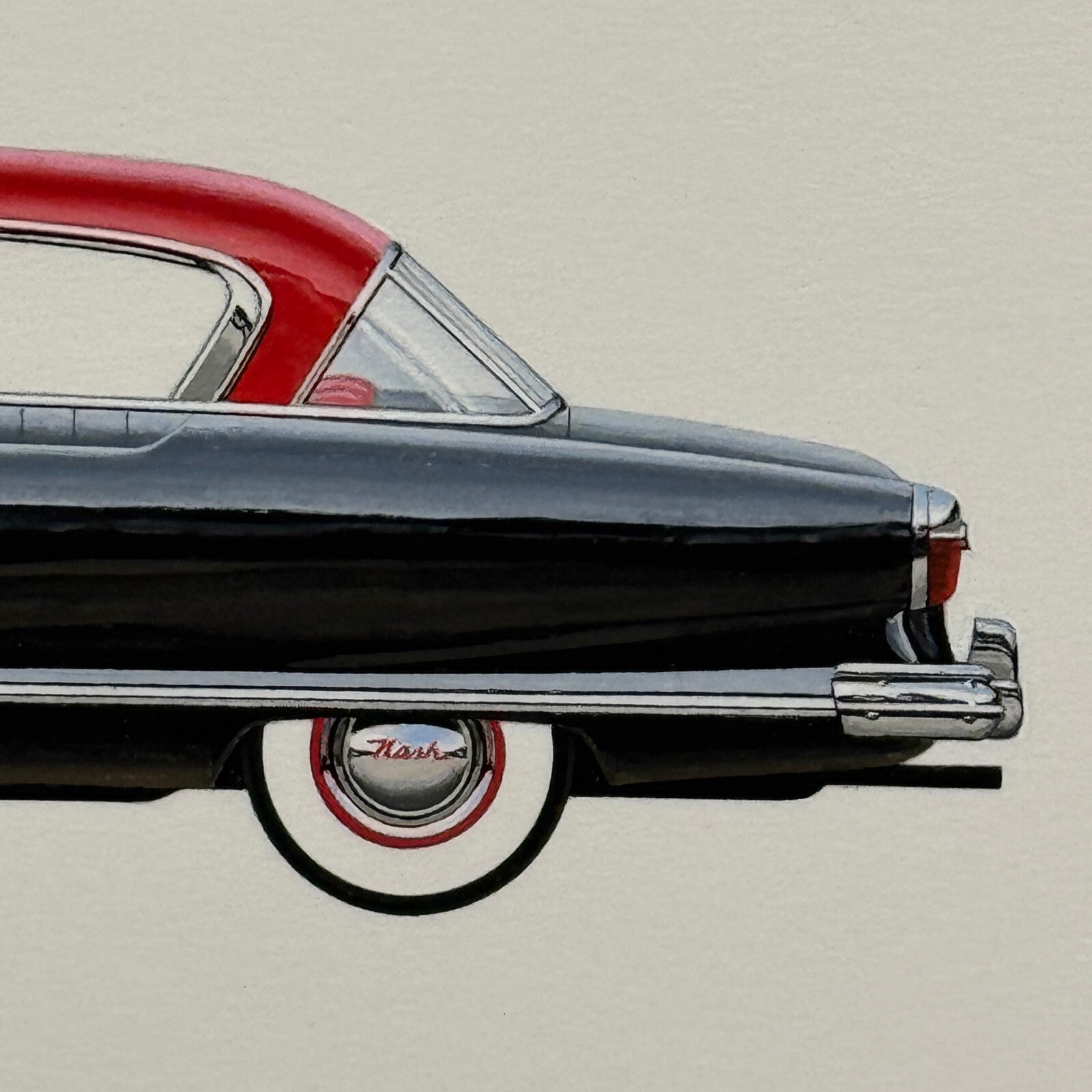 1953 Nash Ambassador Club Coupe Car Illustration Art Drawing Vintage Miniature