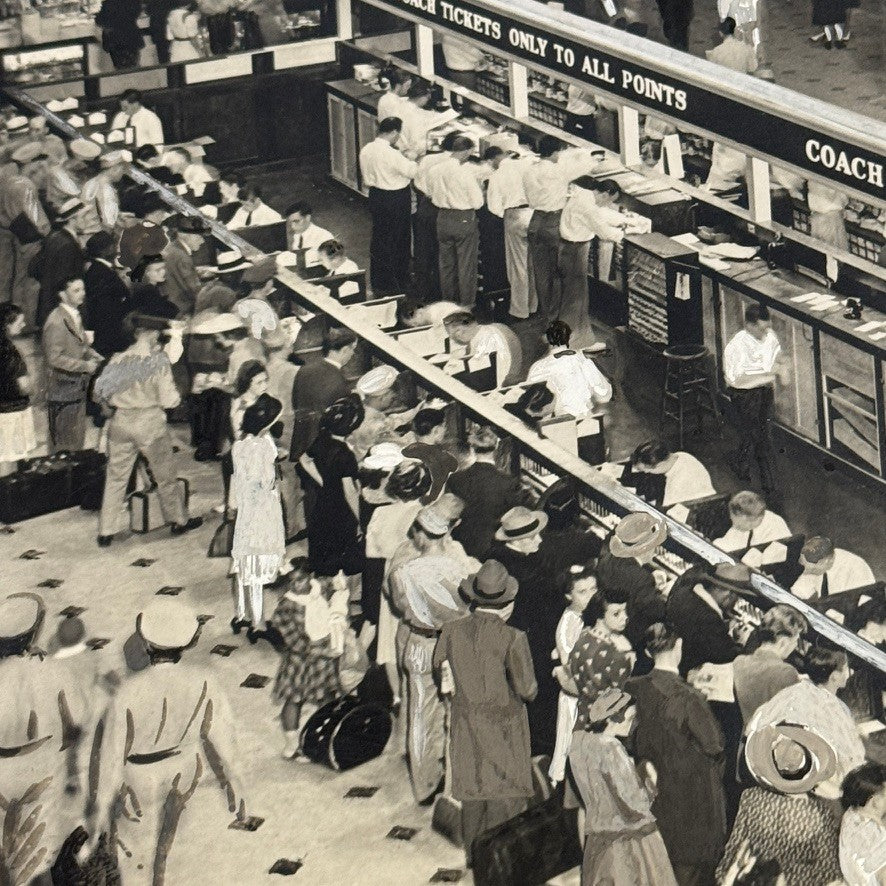 Vintage Train Station Railroad Photograph Washington DC Crowd People Photo Print