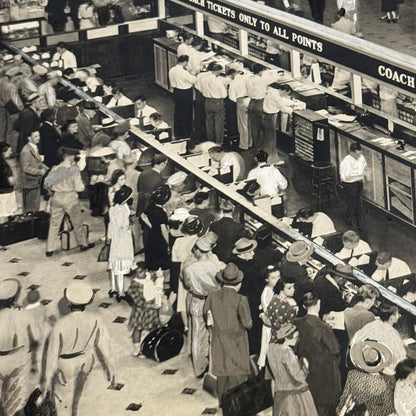 Vintage Train Station Railroad Photograph Washington DC Crowd People Photo Print