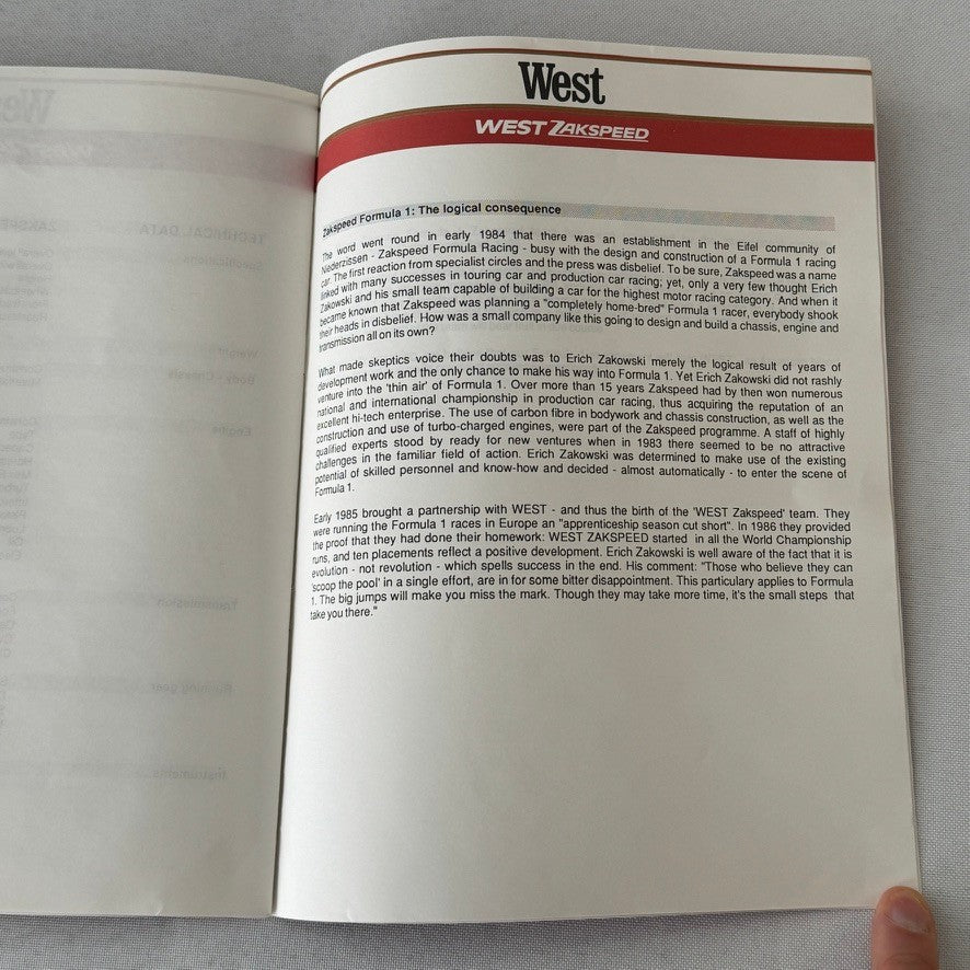 1987 West Zakspeed Racing Team Press Kit Photos Slides Martin Brundle