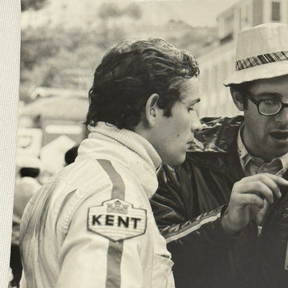 Vintage Racing Photo Ferrari Engineer Mauro Forghieri Jacky Ickx 1971 Monaco GP