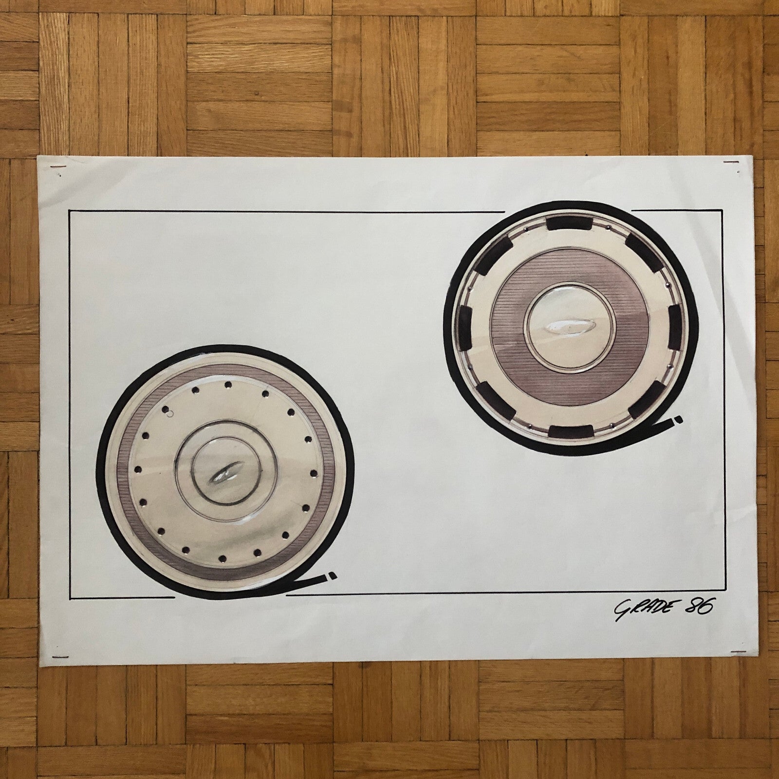 Car Styling Concept Illustration Art Drawing Sketch Vintage Lot 7x Ford Wheels