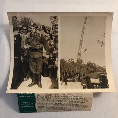 Press Photo Photograph Vintage Firefighting Firefighter Fire Fighter Underwood