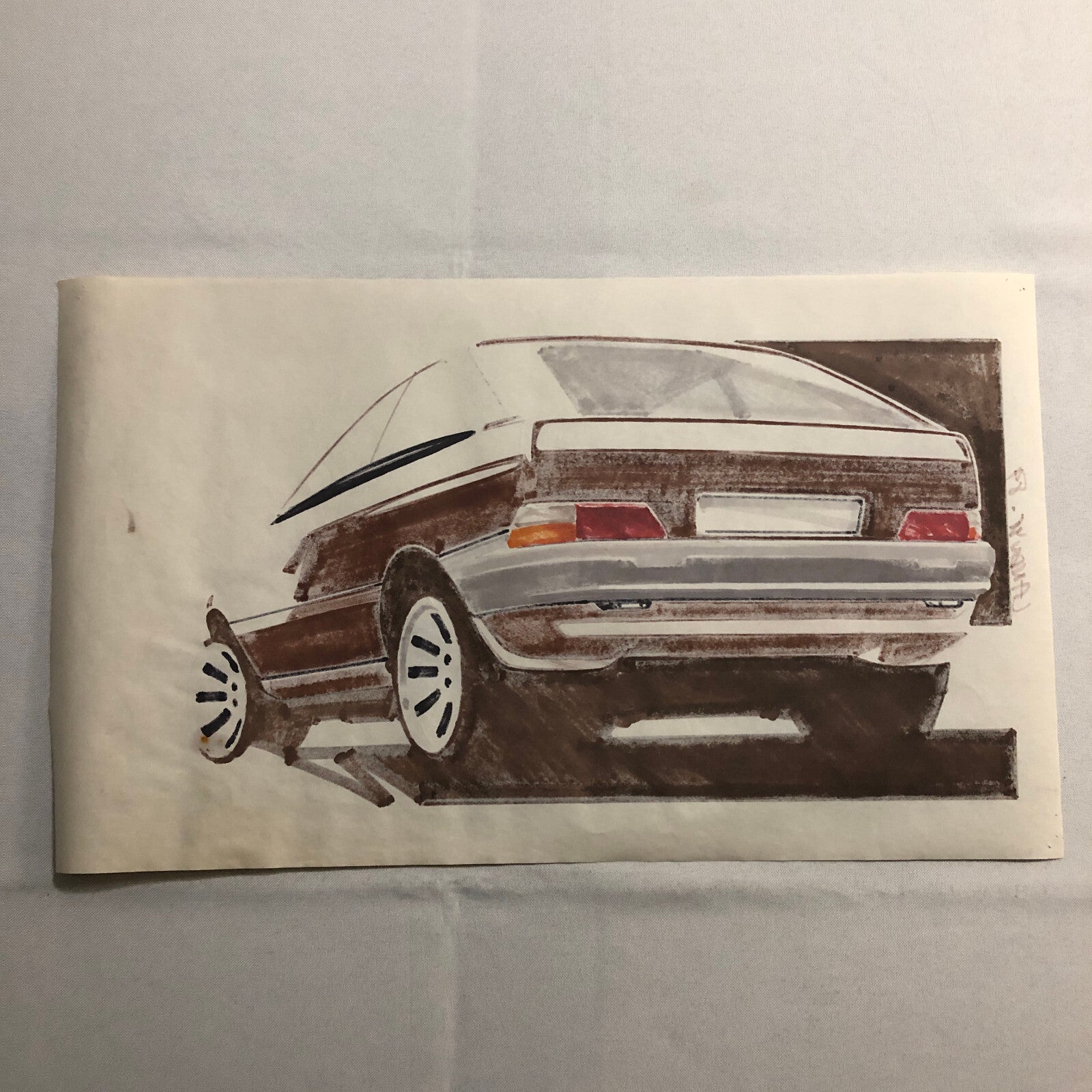Styling Concept Car Illustration Art Drawing Sketch Vintage Luc LANDUYT 1984
