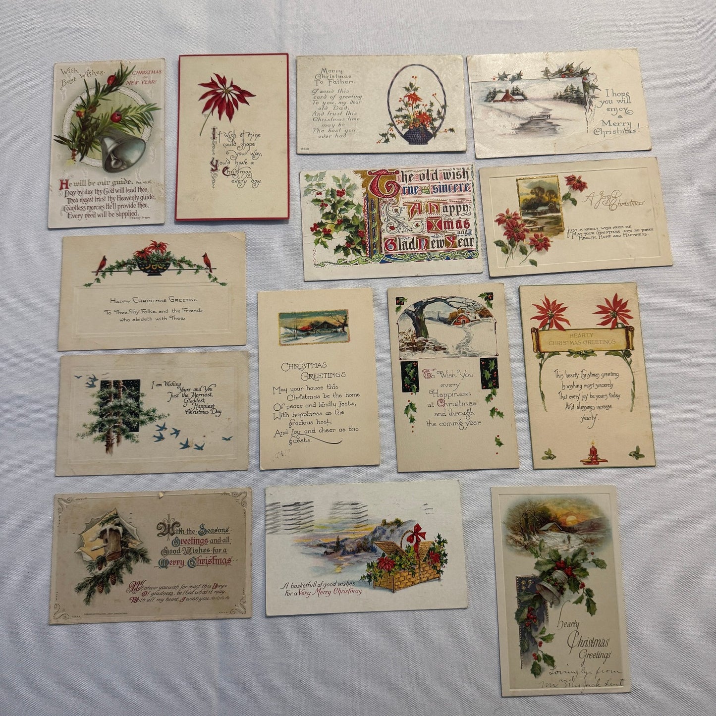 Antique Christmas & New Years Postcard Collection Lot Birds Flowers Xmas 100+