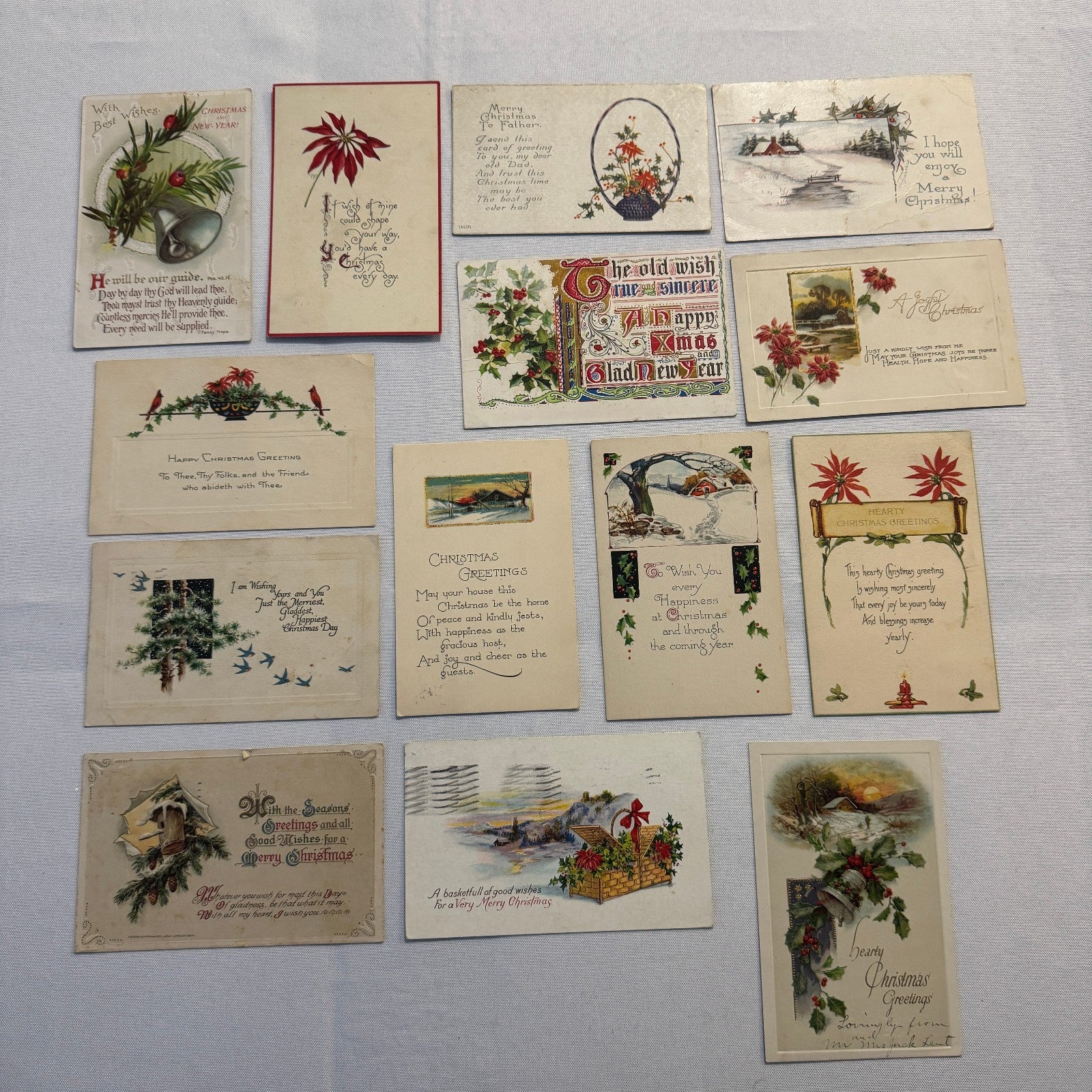 Antique Christmas & New Years Postcard Collection Lot Birds Flowers Xmas 100+