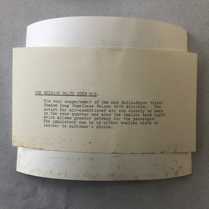 Rolls Royce Bentley Press Kit Photos Silver Shadow Long Wheelbase 1969 1970