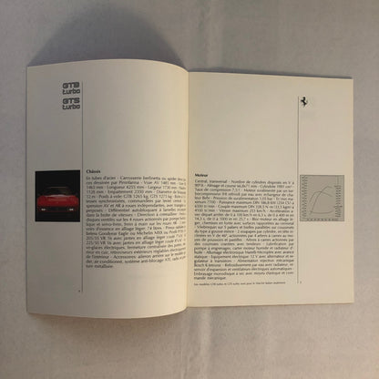 Ferrari Sales Brochure GTB GTS Turbo 328 Mondial 412 Testarossa F40 FRENCH TEXT