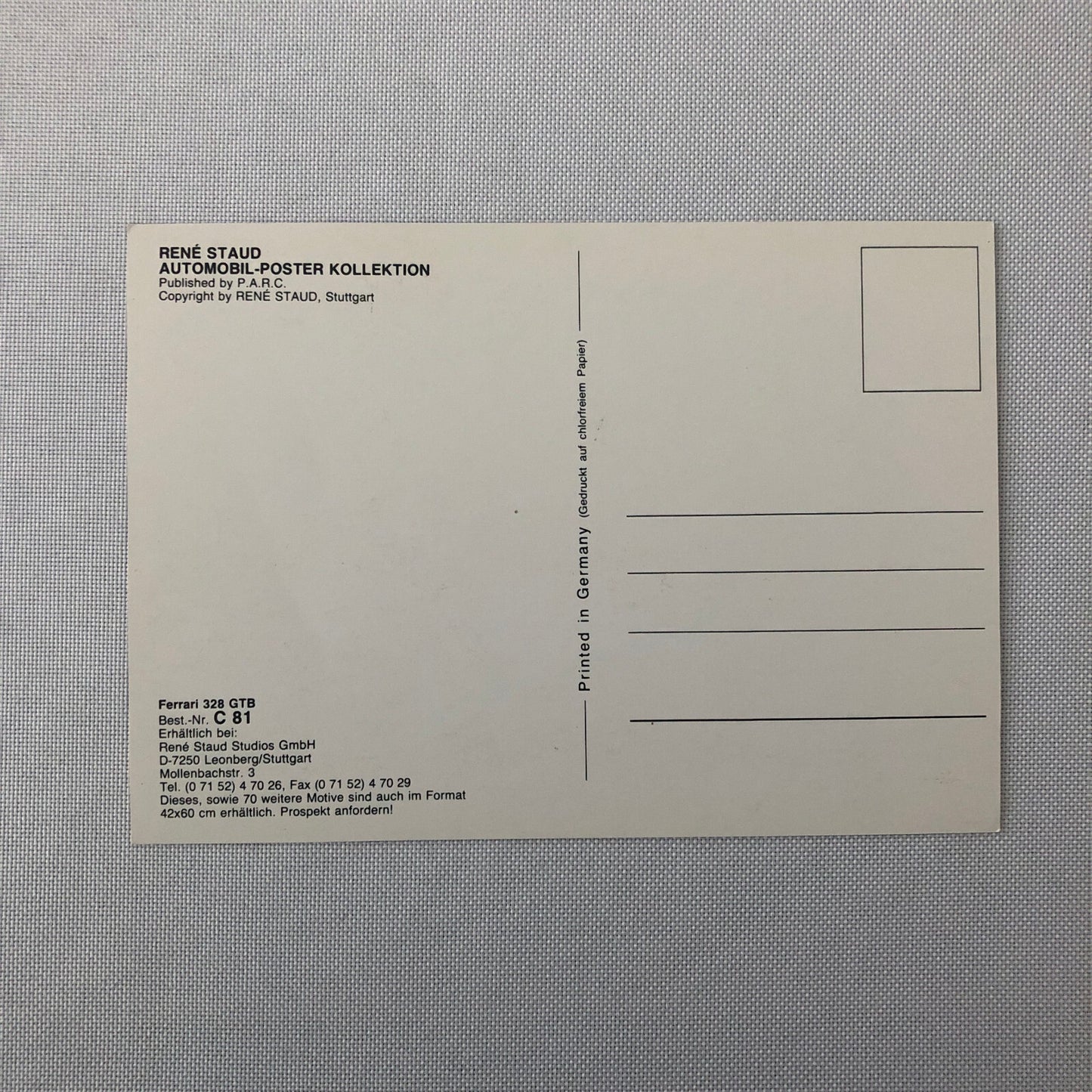 Ferrari 328 GTB Rene Staud Postcard Post Card Ferrari 328GTB