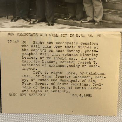 Press Photo Photograph Democratic Senators 1931 Underwood & Underwood Photo