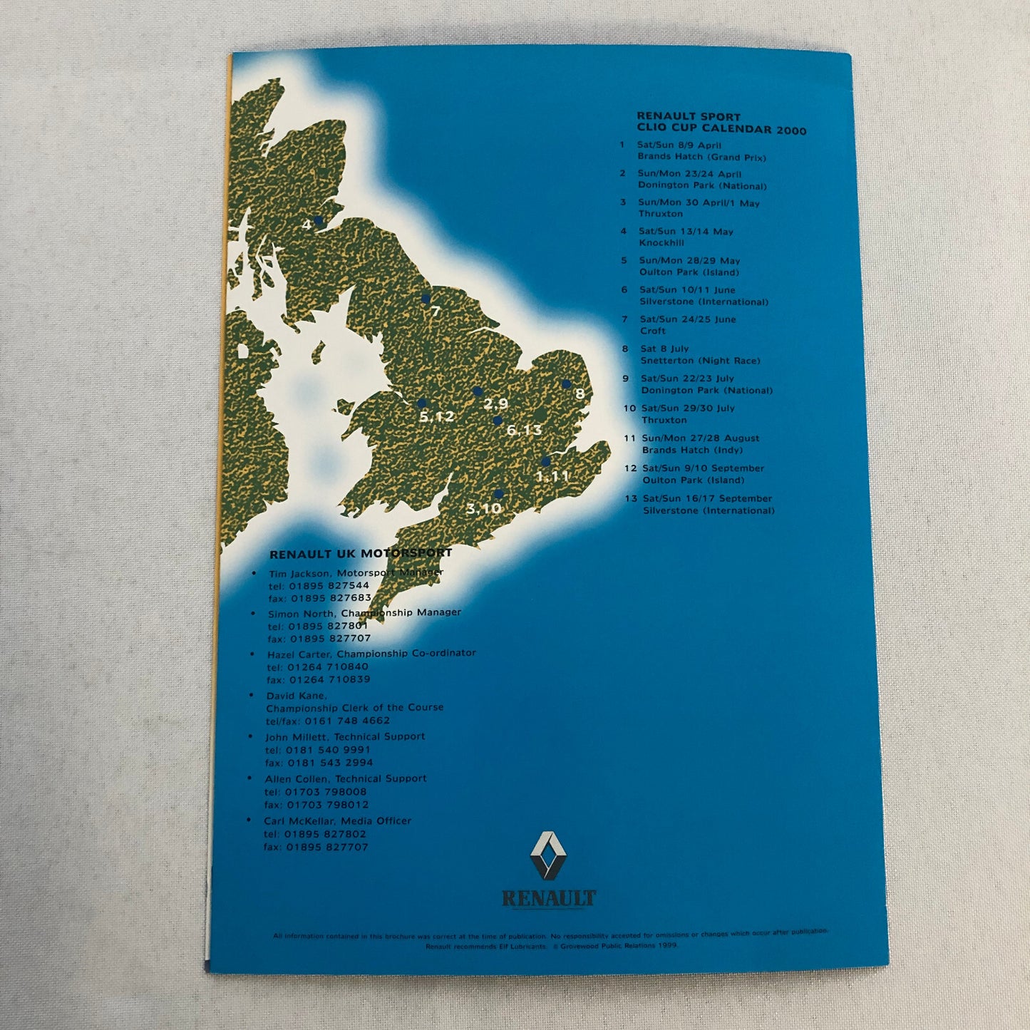 2000 Renault Sport Clio Cup Racing Car Sales Brochure Catalog