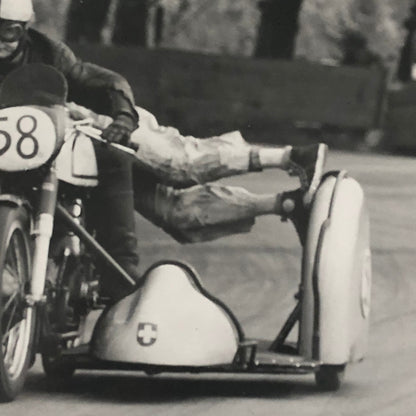 Vintage Motorcycle Racing Photo Photograph Sidecar Side Car