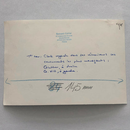 Vintage Grand Prix Car Racing Photo Photograph - Graham Hill Jim Clark + Cahier 