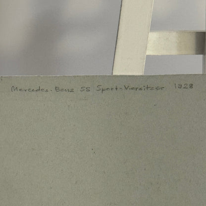 1928 Mercedes Benz SS Sport Versitzer Car Illustration Hand Drawn Art Vintage