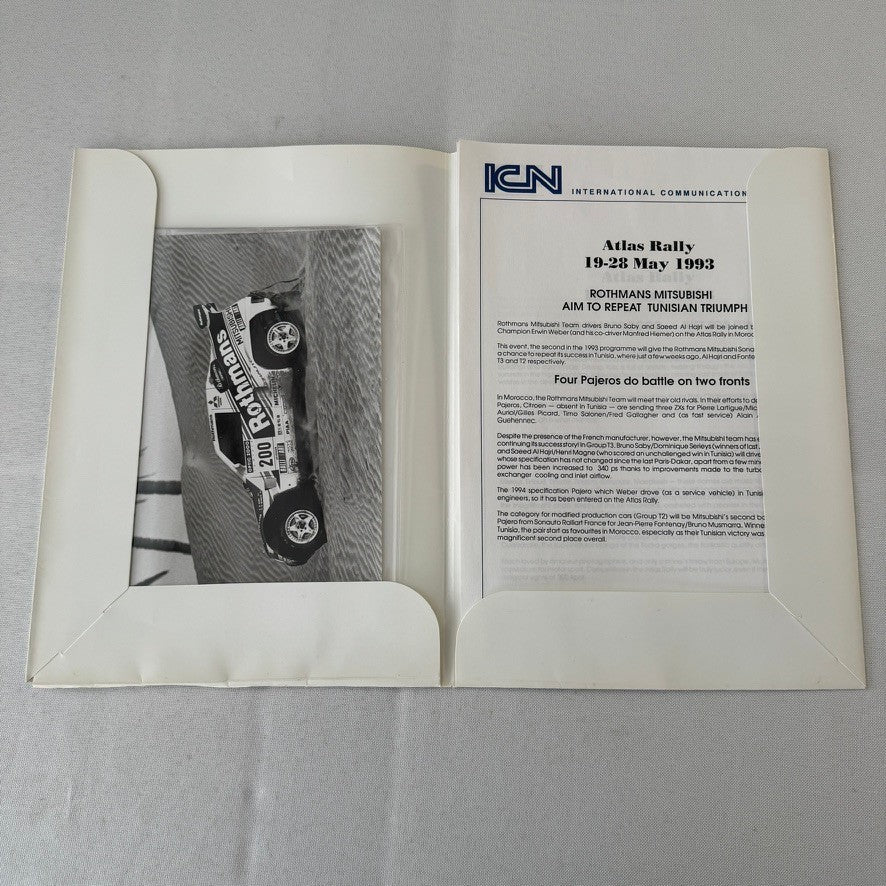 Rothmans Mitsubishi Pajero Rally Rallye Racing Press Kit 1993 Atlas Rally Photo