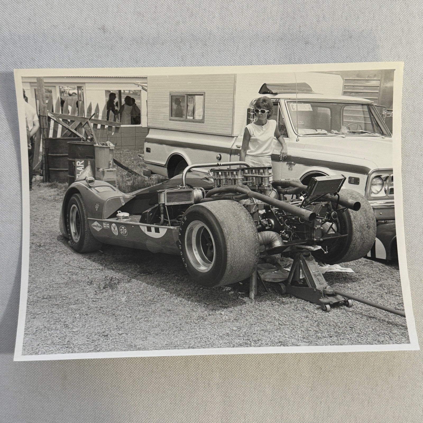 Vintage Racing Photo Photograph McLaren Can Am Car Camper Truck