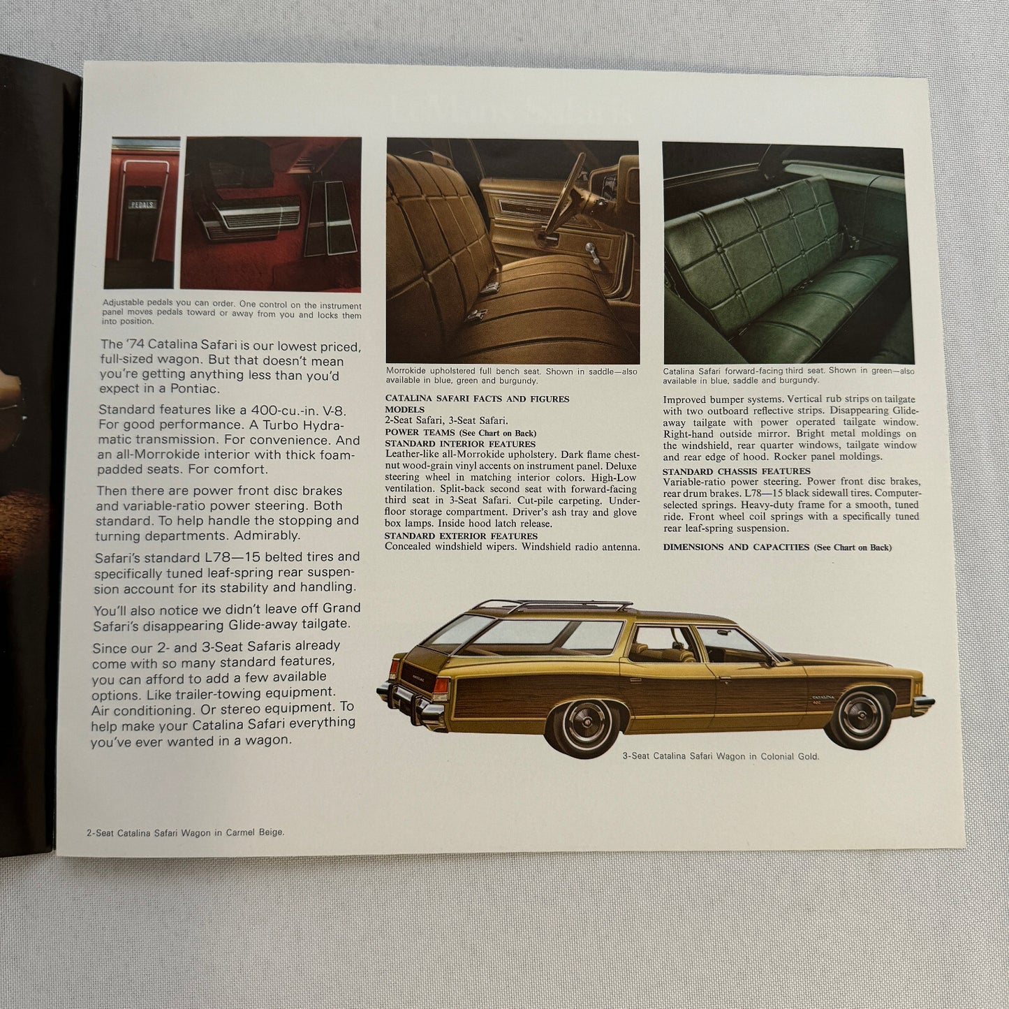1974 Pontiac Safari Station Wagon Sales Brochure Catalog Grand Catalina LeMans