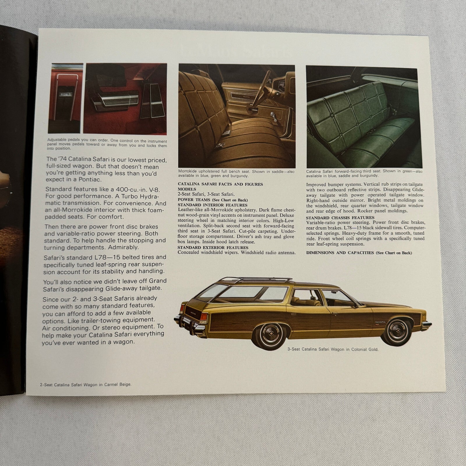 1974 Pontiac Safari Station Wagon Sales Brochure Catalog Grand Catalina LeMans