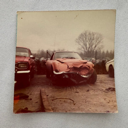 Opel GT Wreck Crash Wrecked Accident Photo Photograph Print Lot 2x