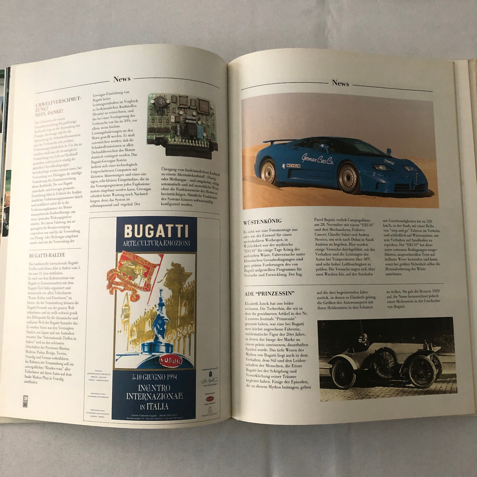 1994 Bugatti Car Book Magazine Journal German Text Vintage Cars +