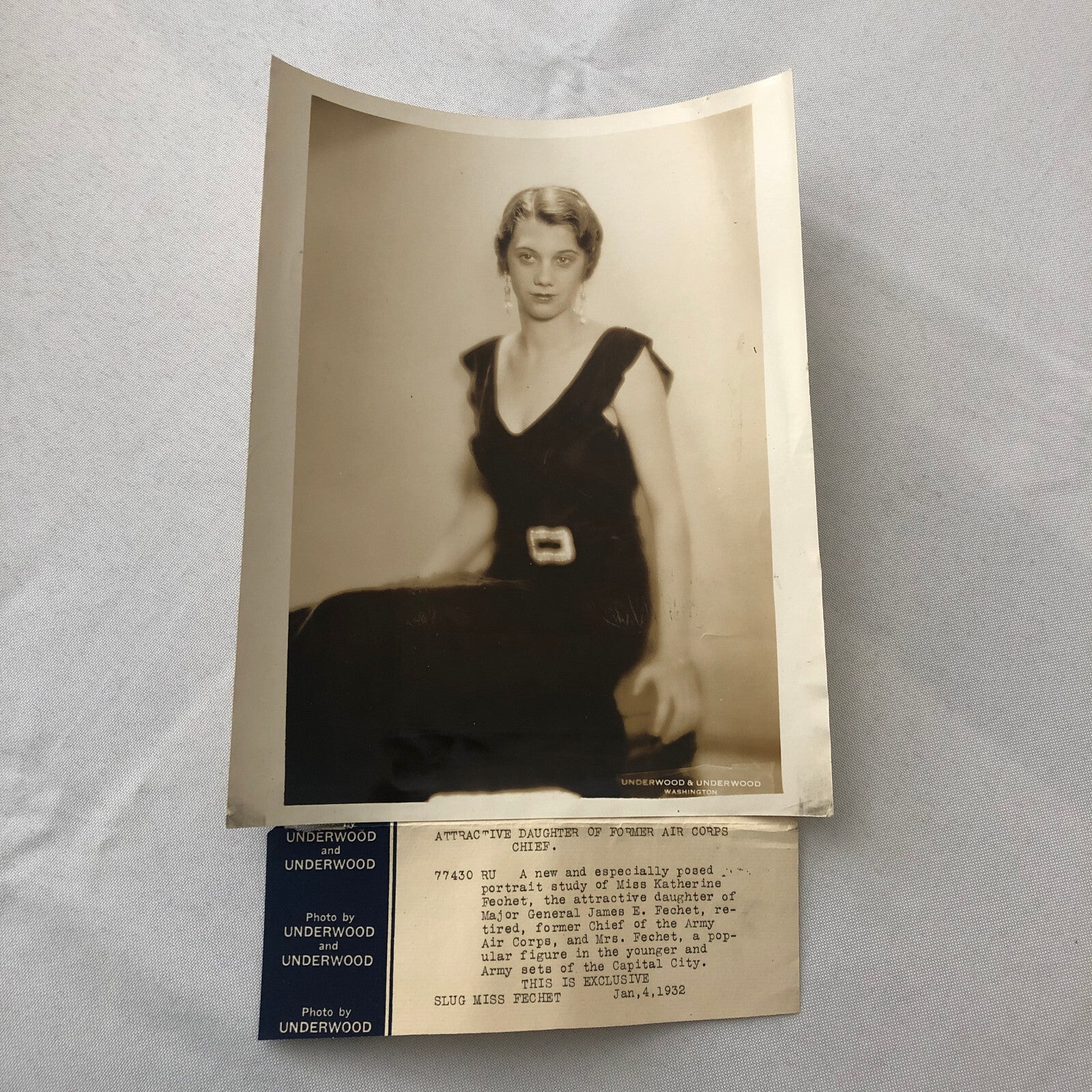 Press Photo Photograph Society Woman Katherine Fechet General James E Fechet