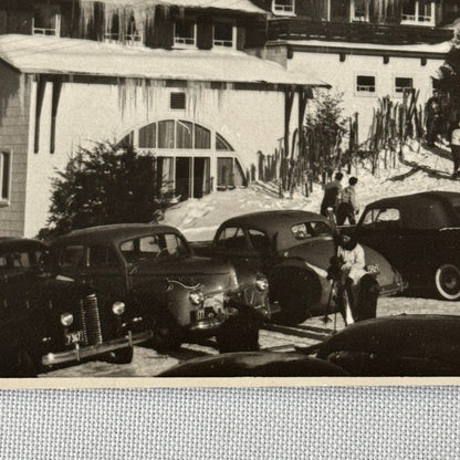 Vintage Photo Photograph Print Automobile Car Winter Scene Building