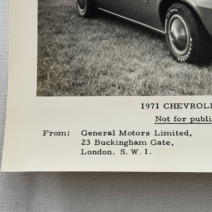 1971 Chevrolet Camaro SS Coupe Factory Press Photo Photograph Vintage RARE UK