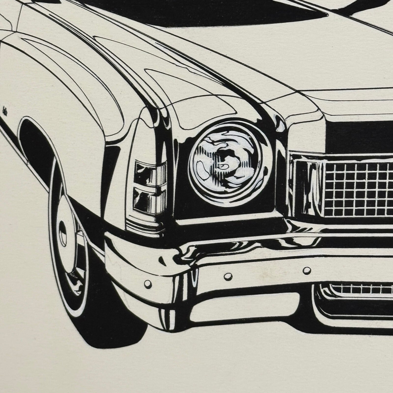 Chevrolet Monte Carlo Car Automobile Illustration Art Drawing Hand Drawn Vintage