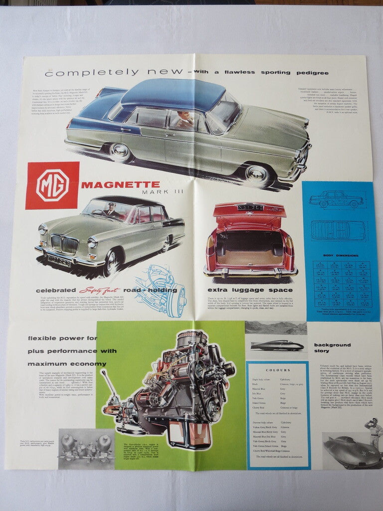 Vintage MG Magnette Mark III Sales Brochure Catalog Vintage Car Advertising 