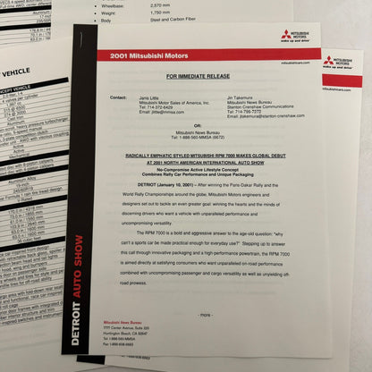 2001 Mitsubishi Concept Car Press Kit ASX Ralliart Montero Pajero Lancer