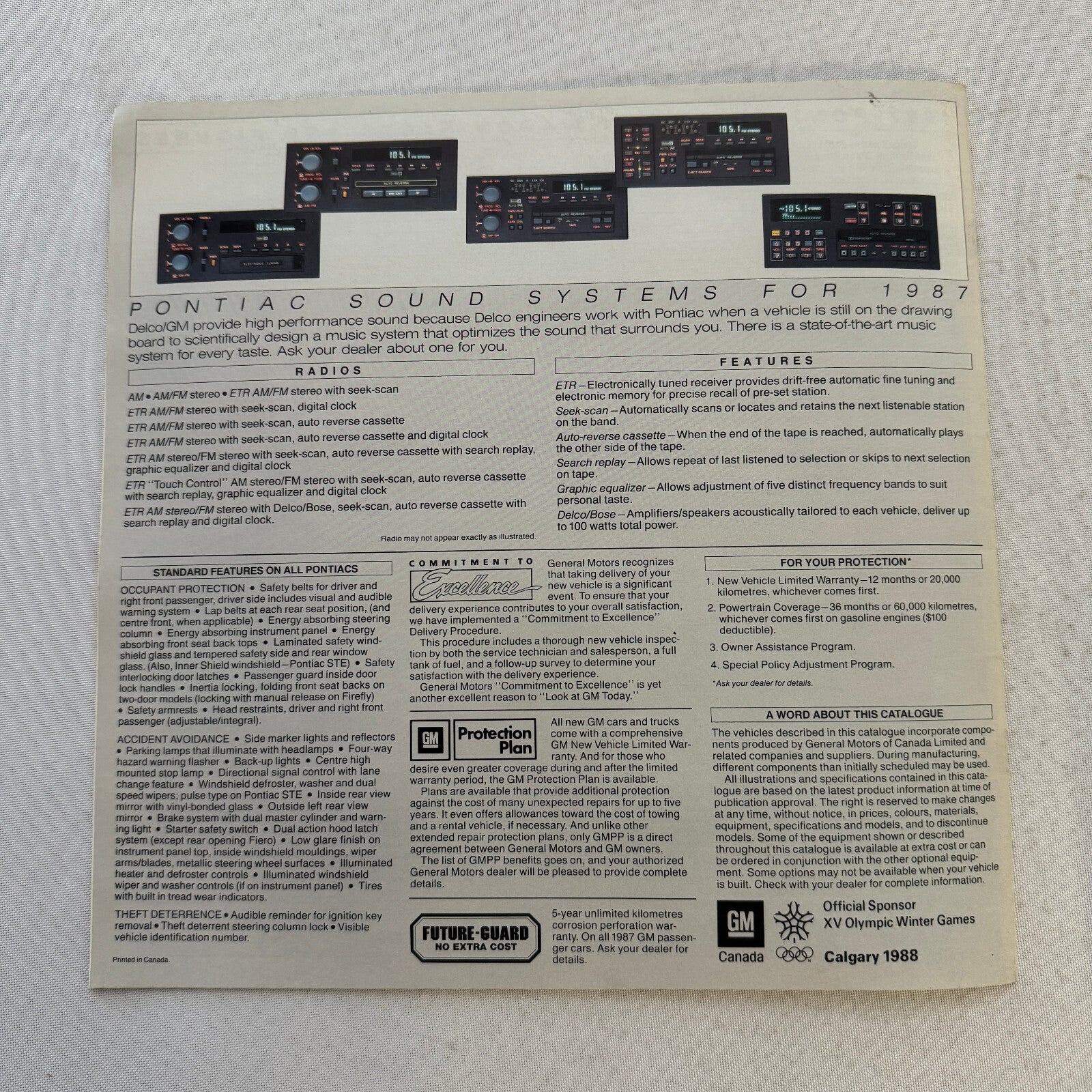 1987 Pontiac Car Sales Brochure Catalog Bonneville Grand Prix 6000 Safari Wagon